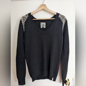 One Teaspoon Beaded Black Knit sweater Size S